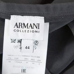 Pre Owned Armani Collezioni Grey Crepe Wide Leg Trousers M
