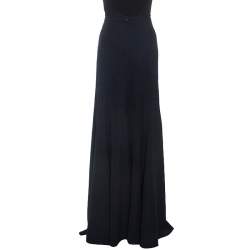 Pre Owned Armani Collezioni Navy Blue Flared Bottom Cady Maxi Skirt S