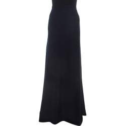 Pre Owned Armani Collezioni Navy Blue Flared Bottom Cady Maxi Skirt S