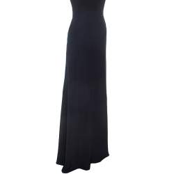Pre Owned Armani Collezioni Navy Blue Flared Bottom Cady Maxi Skirt S