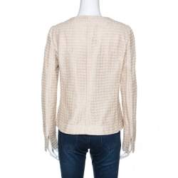 Armani Collezioni Beige Lace Overlay Detail Jacket L