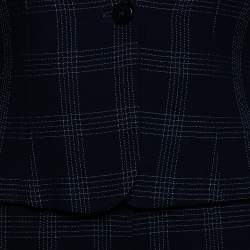 Pre Owned Armani Collezioni Navy Blue Striped Wool Skirt Suit M
