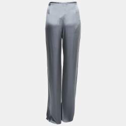 Pre Owned Armani Collezioni Grey Silk Trousers L