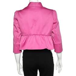 Armani Collezioni Pink Sateen Ruffled Cropped Jacket L