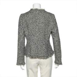 Pre Owned جاكيت أرماني كولليزيوني متعدد الألوان مزخرف شراشيب تويد بزر أمامي مقاس كبير