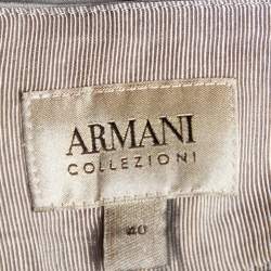 Pre Owned Armani Collezioni Grey Crepe Wide Leg Trousers S
