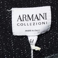 Pre Owned Armani Collezioni Black Sequined Bow Detail One-Shoulder Dress M