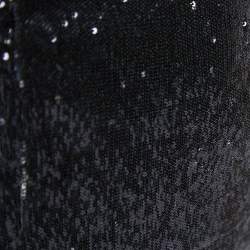 Pre Owned Armani Collezioni Black Sequined Bow Detail One-Shoulder Dress M
