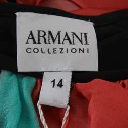 Pre Owned Armani Collezioni Multicolor Floral Printed Silk and Satin Gathered Sleeveless Midi Dress XL