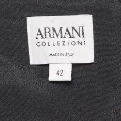 Pre Owned Armani Collezioni Black Silk Bow Detail Strapless Maxi Dress M