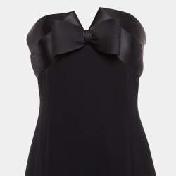 Pre Owned Armani Collezioni Black Silk Bow Detail Strapless Maxi Dress M