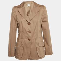 Pre Owned Armani Collezioni  Brown Cotton Single Breasted Blazer M