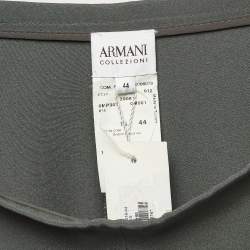Pre Owned Armani Collezioni Grey Crepe Wide-Leg Trousers M