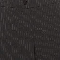 Pre Owned Armani Collezioni Black Pinstripe Regular Trousers L