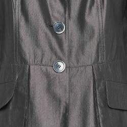 Pre Owned Armani Collezioni Grey Cotton Blend Pant Suit M