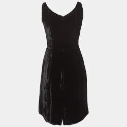 Pre Owned Armani Collezioni Black Velvet Sleeveless Dress S