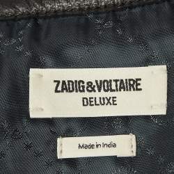 Pre Owned Zadig & Voltaire Black Leather Fringed Mini Skirt S