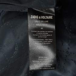 Pre Owned Zadig & Voltaire Black Leather Fringed Mini Skirt S