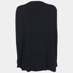 Pre Owned Armani Collezioni Navy Blue Silk Blend Top M