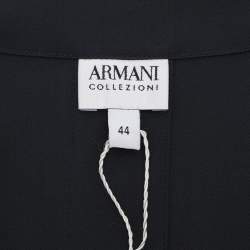 Pre Owned Armani Collezioni Navy Blue Silk Blend Top M