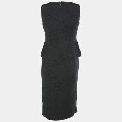 Pre Owned Armani Collezioni Dark Grey Jacquard Midi Dress M
