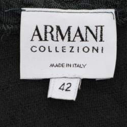 Pre Owned Armani Collezioni Dark Grey Jacquard Midi Dress M