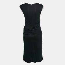 مملوكة مسبقًا Armani Collezioni Black Jersey Belted Midi Dress M