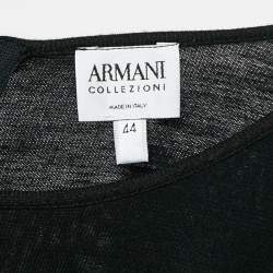 مملوكة مسبقًا Armani Collezioni Black Jersey Belted Midi Dress M