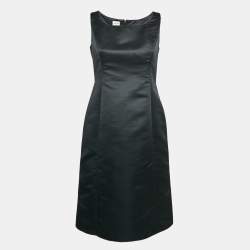 Armani Collezioni Black Satin Sleeveless Mini Dress M