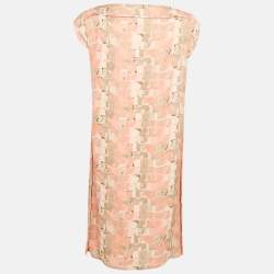 Pre Owned Armani Collezioni Pink Printed Silk Short Dress M