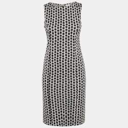 Armani Collezioni White/Black Patterned Jacquard Knit Sleeveless Short Dress S