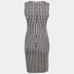 Armani Collezioni White/Black Patterned Jacquard Knit Sleeveless Short Dress S
