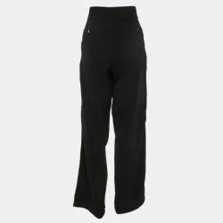 مملوكة مسبقًا Armani Collezioni Black Crepe Buckle Detail Trousers L