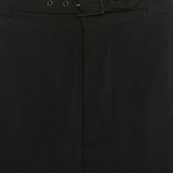 مملوكة مسبقًا Armani Collezioni Black Crepe Buckle Detail Trousers L