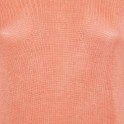 Pre Owned Armani Collezioni Coral Orange Full Sleeve Crew Neck Sweater L