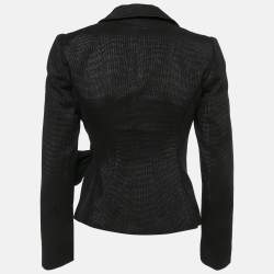 Armani Collezioni  Black Lurex Cotton Wrap Around Blazer S