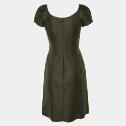 Armani Collezioni Charcoal Grey Mulberry Silk Sheath Dress S