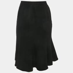 Pre Owned Armani Collezioni Black Silk Flared Knee-Length Skirt S