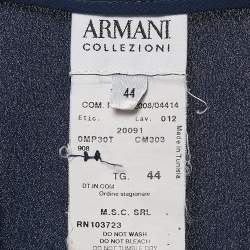 Pre Owned Armani Collezioni Navy Blue Silk Wide-Leg Pants M