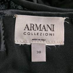 Pre Owned Armani Collezioni Black Embroidered Organza Tie-Up Detail Sleeveless Mini Dress S