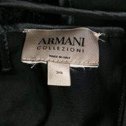 Pre Owned Armani Collezioni Black Embroidered Organza Tie-Up Detail Sleeveless Mini Dress S