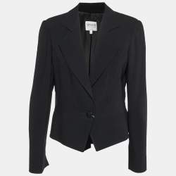 Armani Collezioni Black Crepe Peplum Blazer L