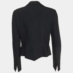 Armani Collezioni Black Crepe Peplum Blazer L