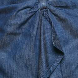 Armani Collezioni Blue Denim Ruffled Midi Skirt S