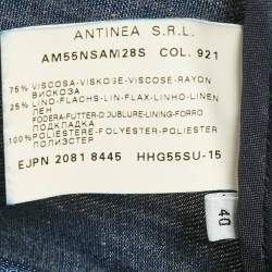 Armani Collezioni Blue Denim Ruffled Midi Skirt S