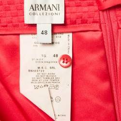 Armani Collezioni Red Checked Pattern Silk Knee-Length Skirt L