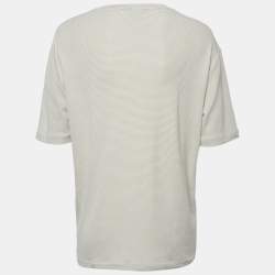 Armani Collezioni Stripe Grey Knit V-Neck Top L