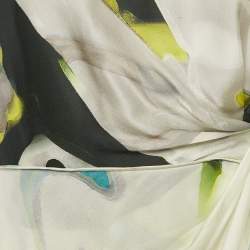 Pre Owned Armani Collezioni Multicolor Printed Satin Draped Mini Dress L