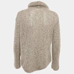 Armani Collezioni Grey Patterned Knit Turtle Neck Sweater M