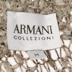 Armani Collezioni Grey Patterned Knit Turtle Neck Sweater M